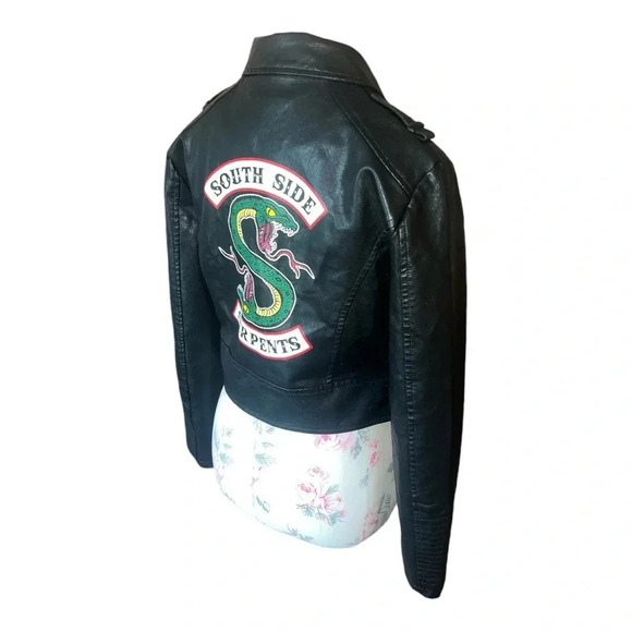 Year of the Snake Vegan Leather Black Moto Jacket SOUTH SIDE SERPENTS NWOT - Picture 4 of 11